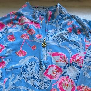 Lilly Pulitzer Luxletic Long Sleeve 1/4 Zip top XS Bahamian Rhapsody